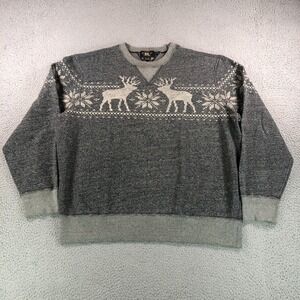 RRL Ralph Lauren Sweatshirt Adult 2XL Gray Fair Isle Nordic Crewneck Fleece